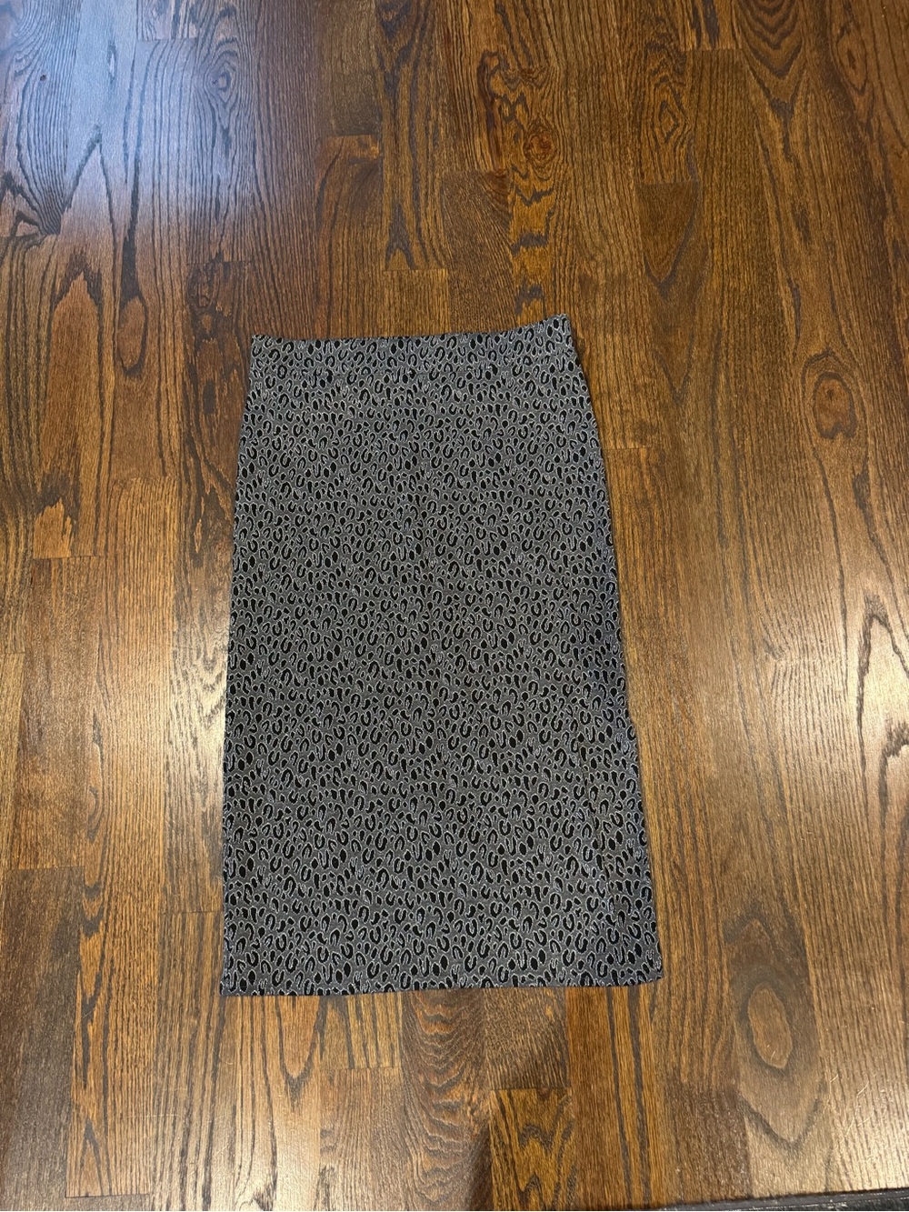 LOFT Black and Gray Leopard-Print Pencil Skirt